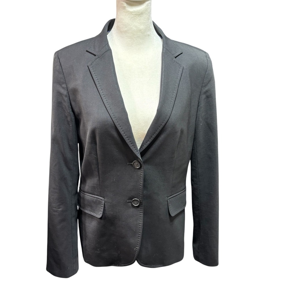 J.Crew Stretch Black Wool Blend Two Button Blazer Jacket Size 4 Womens #970